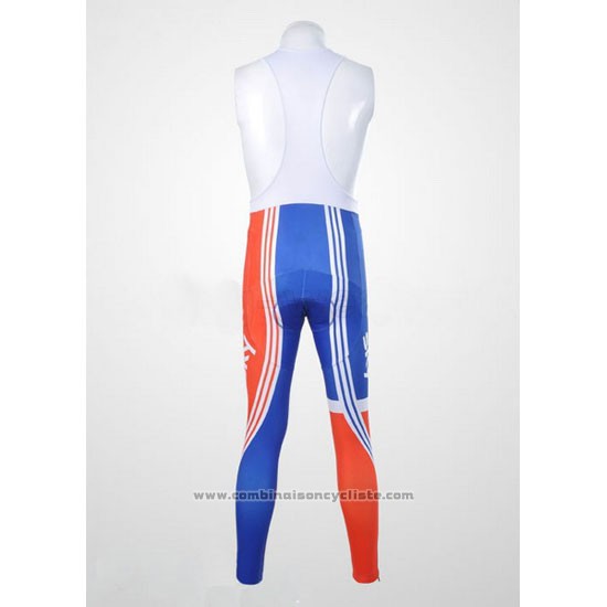 2012 Maillot Cyclisme Sky Champion Regno Unito Orange et Bleu Manches Longues et Cuissard